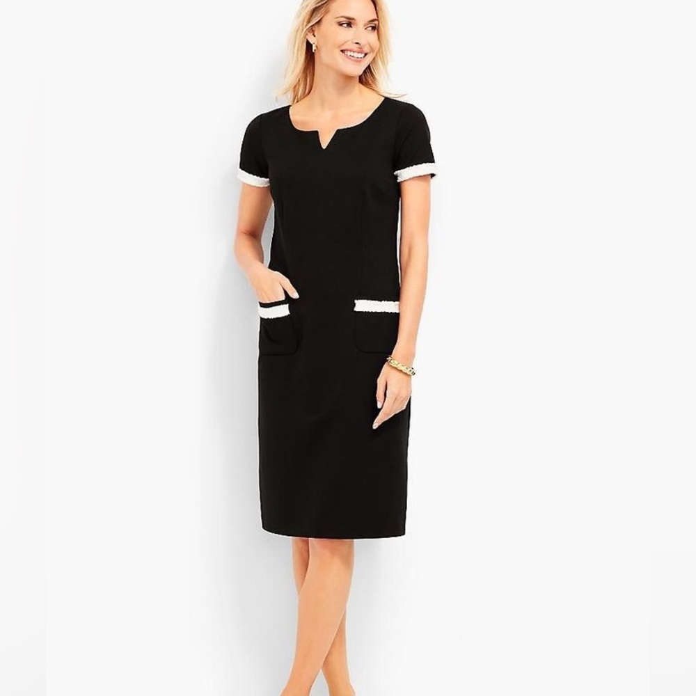 Talbots Fringe Trimmed Ponte Sheath Dress - 16
